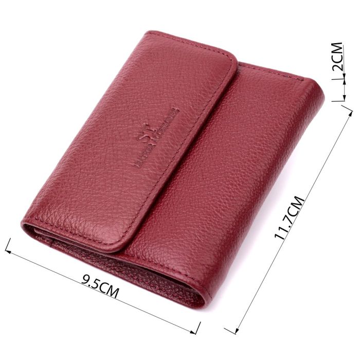 Женский кожаный кошелек для карт купюр и монет ST Leather 19492 Бордовый