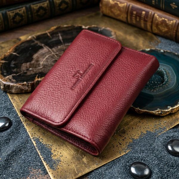Женский кожаный кошелек для карт купюр и монет ST Leather 19492 Бордовый