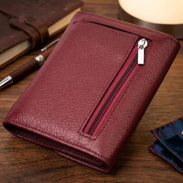 Женский кожаный кошелек для карт купюр и монет ST Leather 19492 Бордовый
