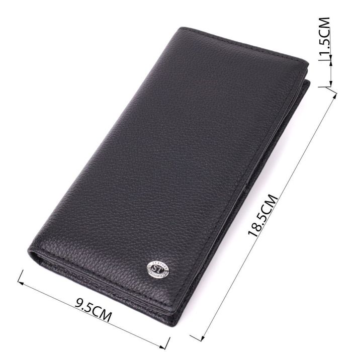 Женский вертикальный кошелек на магнитах из натуральной кожи ST Leather 22538 Черный